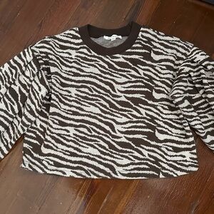 Anthropologie Brown and cream  Zebra Print Top